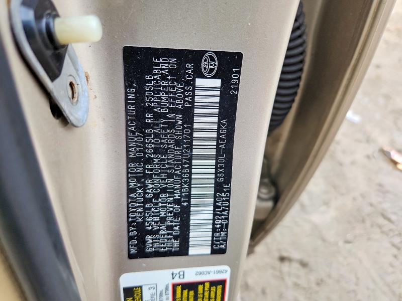 Aukcja sprzedaży 2007 Toyota Avalon, vin: 4T1BK36B47U211701, numer aukcji: 48382876