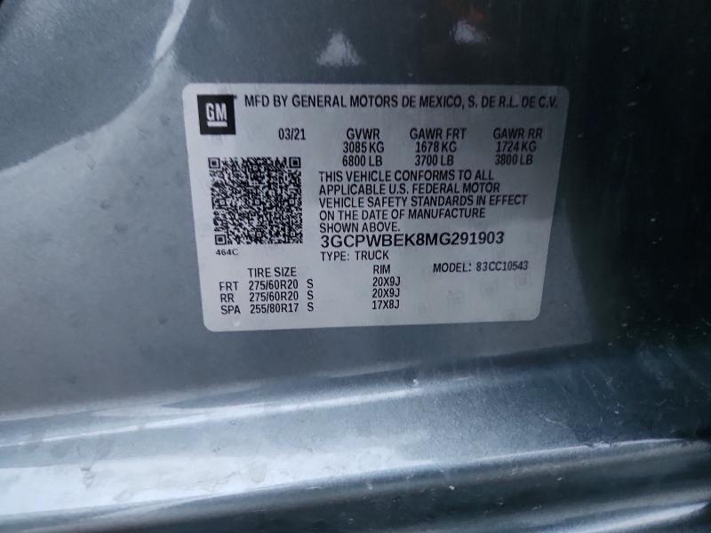 79119215 :رقم المزاد ، 3GCPWBEK8MG291903 vin ، 2021 Chevrolet Silverado مزاد بيع