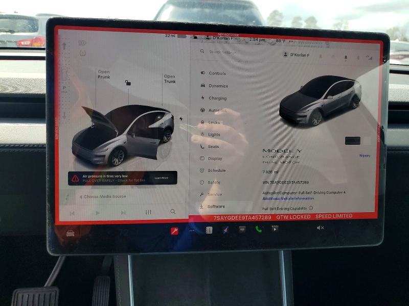 79926015 :رقم المزاد ، 7SAYGDEE9TA457289 vin ، 2026 Tesla Model Y مزاد بيع