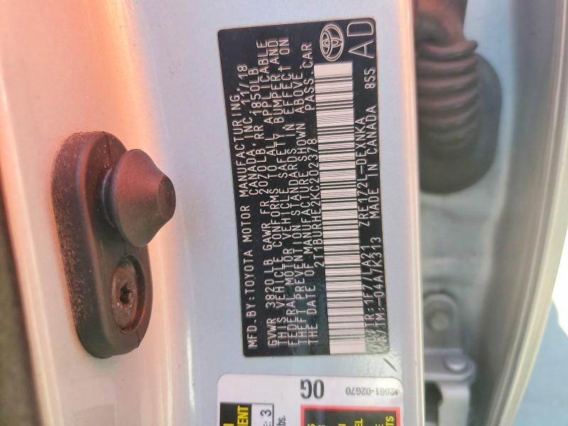 Auction sale of the 2019 Toyota Corolla, vin: 2T1BURHE2KC202378, lot number: 47213446