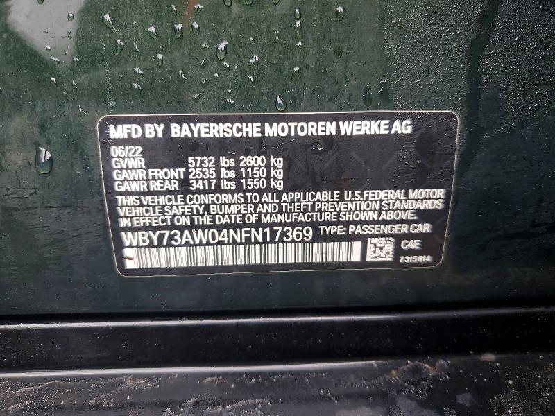 Продажа на аукционе авто 2022 Bmw I4, vin: WBY73AW04NFN17369, номер лота: 79416245