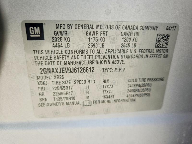 Продаж на аукціоні авто 2018 Chevrolet Equinox, vin: 2GNAXJEV9J6126612, номер лоту: 79546605