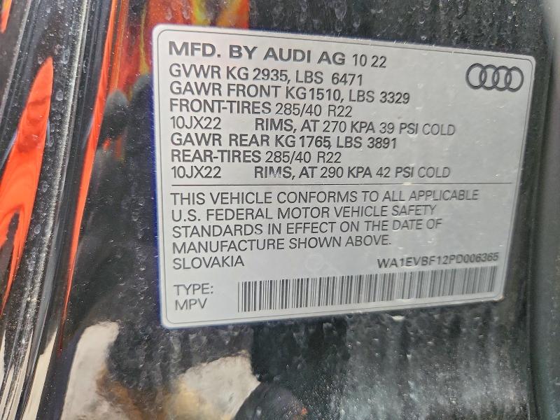 79563655 :رقم المزاد ، WA1EVBF12PD006365 vin ، 2023 Audi Q8 مزاد بيع