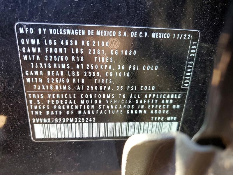 Продажа на аукционе авто 2023 Volkswagen Taos, vin: 3VVNX7B23PM325243, номер лота: 46843936