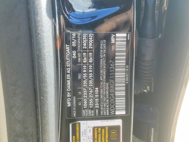 47237046 :رقم المزاد ، WDC0G4JBXGF111367 vin ، 2016 Mercedes-benz Glc مزاد بيع
