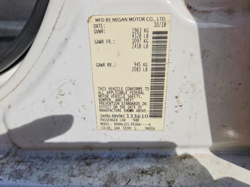 Aukcja sprzedaży 2019 Nissan Altima, vin: 1N4BL4BV0KC133610, numer aukcji: 46912806