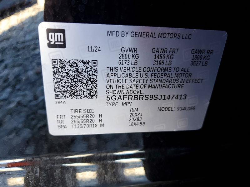 47105556 :رقم المزاد ، 5GAERBRS9SJ147413 vin ، 2025 Buick Enclave مزاد بيع