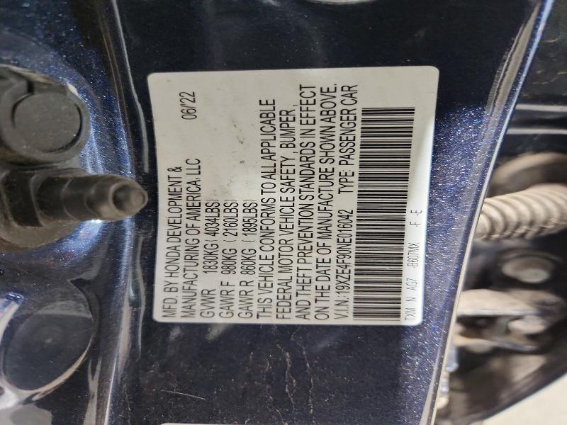 Продаж на аукціоні авто 2022 Honda Insight, vin: 19XZE4F90NE016042, номер лоту: 45855876