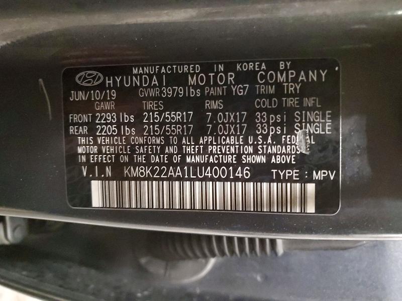 Продаж на аукціоні авто 2020 Hyundai Kona, vin: KM8K22AA1LU400146, номер лоту: 42043046