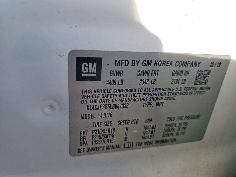Продаж на аукціоні авто 2020 Buick Encore, vin: KL4CJESB6LB047333, номер лоту: 41917546