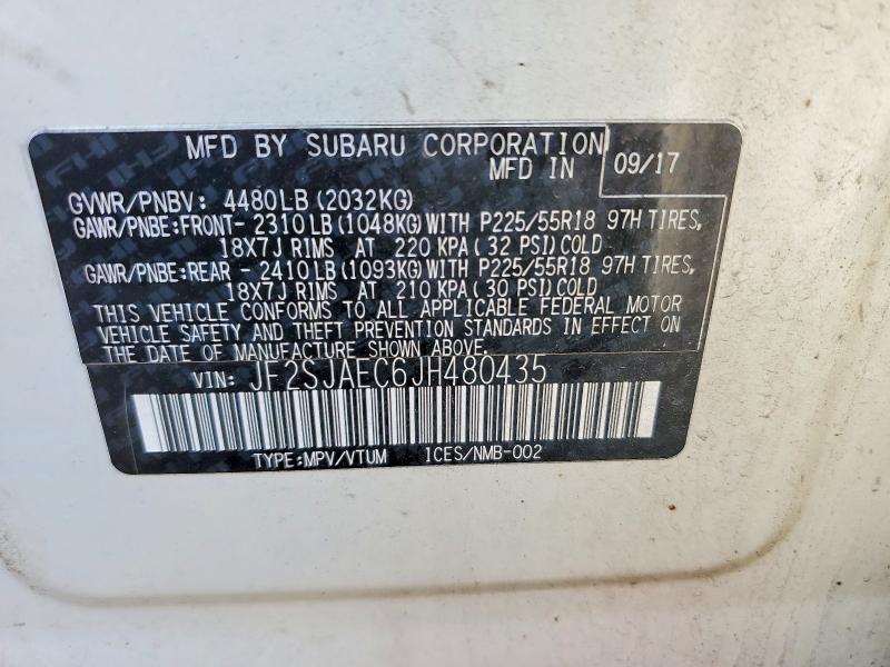 Aukcja sprzedaży 2018 Subaru Forester, vin: JF2SJAEC6JH480435, numer aukcji: 47659056