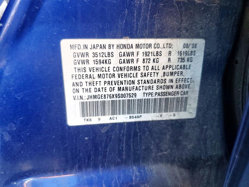 Aukcja sprzedaży 2009 Honda Fit, vin: JHMGE876X9S007529, numer aukcji: 41622966
