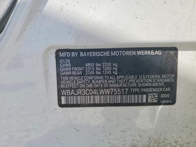 2020 Bmw 530 მანქანა იყიდება აუქციონზე, vin: WBAJR3C04LWW75517, აუქციონის ნომერი: 45667346