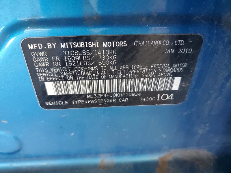 Продаж на аукціоні авто 2019 Mitsubishi Mirage, vin: ML32F3FJ0KHF10934, номер лоту: 42011716
