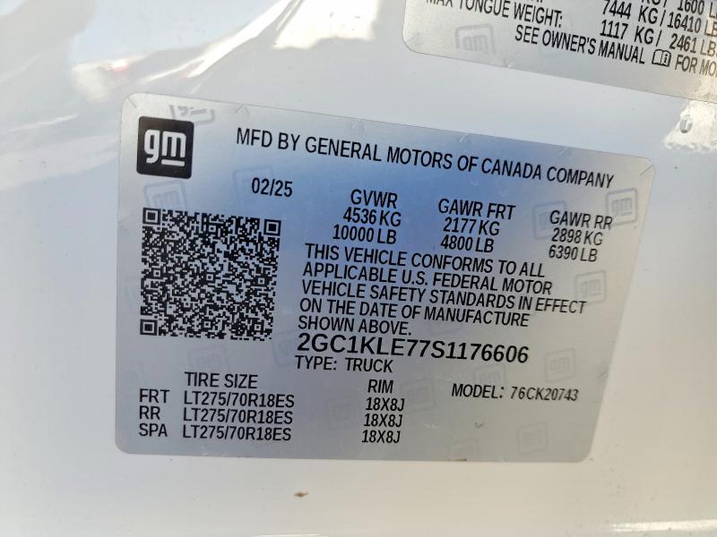 41636206 :رقم المزاد ، 2GC1KLE77S1176606 vin ، 2025 Chevrolet Silverado مزاد بيع