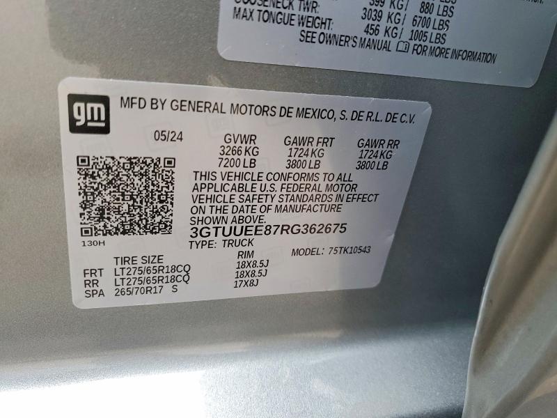 Продажа на аукционе авто 2024 Gmc Sierra, vin: 3GTUUEE87RG362675, номер лота: 46181986