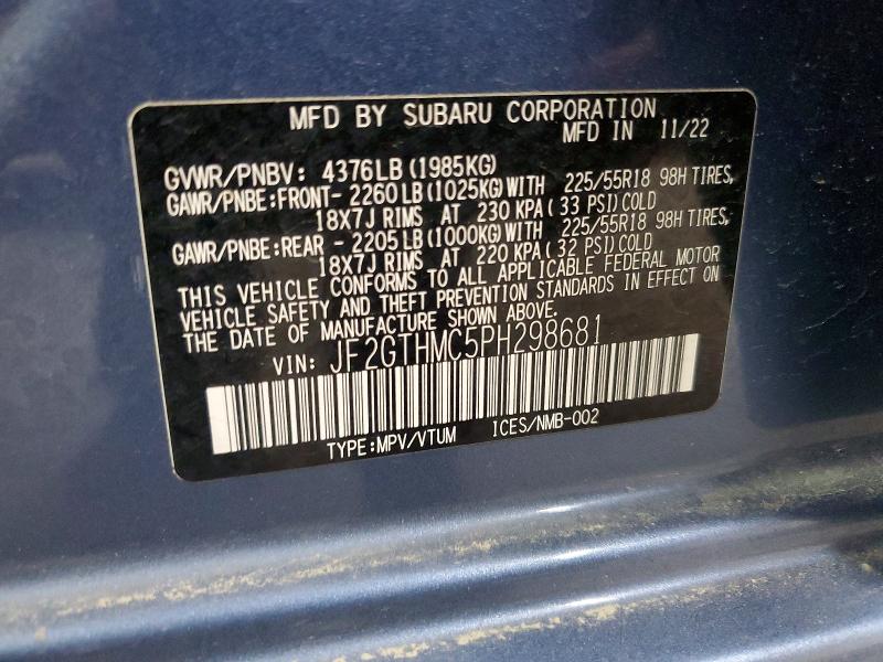 Aukcja sprzedaży 2023 Subaru Crosstrek, vin: JF2GTHMC5PH298681, numer aukcji: 47212196