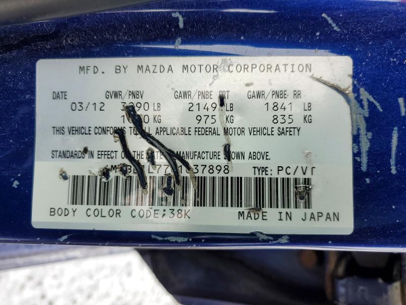 Aukcja sprzedaży 2012 Mazda 3, vin: JM1BL1L77C1637898, numer aukcji: 45982386