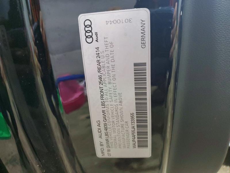 2018 Audi S5 მანქანა იყიდება აუქციონზე, vin: WAUP4AF55JA133955, აუქციონის ნომერი: 79397175