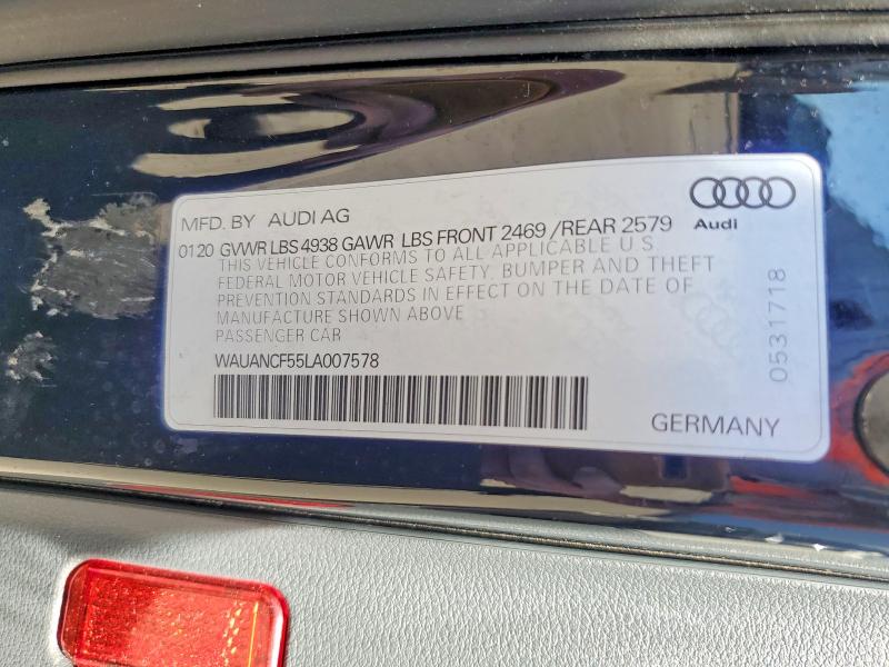 Продаж на аукціоні авто 2020 Audi A5, vin: WAUANCF55LA007578, номер лоту: 46607716