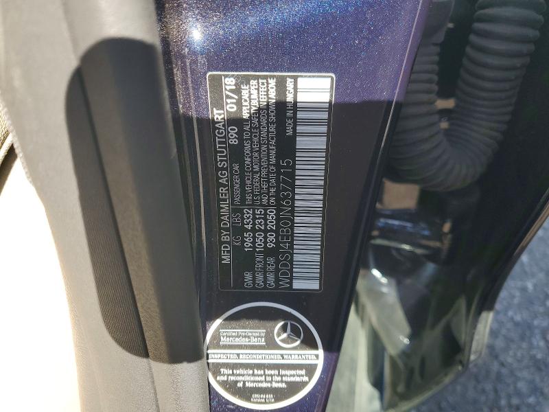 2018 Mercedes-benz Cla მანქანა იყიდება აუქციონზე, vin: WDDSJ4EB0JN637715, აუქციონის ნომერი: 47907366