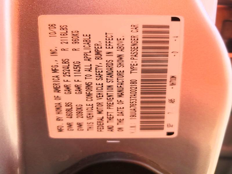 Продаж на аукціоні авто 2007 Acura Tl, vin: 19UUA76537A002180, номер лоту: 41707956