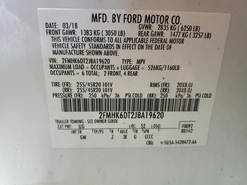 Продаж на аукціоні авто 2018 Ford Flex, vin: 2FMHK6DT2JBA19620, номер лоту: 46671826