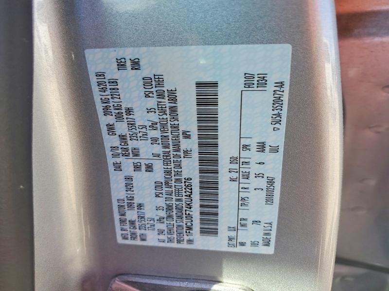 Aukcja sprzedaży 2019 Ford Escape, vin: 1FMCU0F74KUA22676, numer aukcji: 46902556