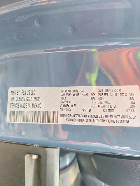 53842486 :رقم المزاد ، 3C6URVJG7LE128643 vin ، 2020 Ram Promaster 3500 مزاد بيع