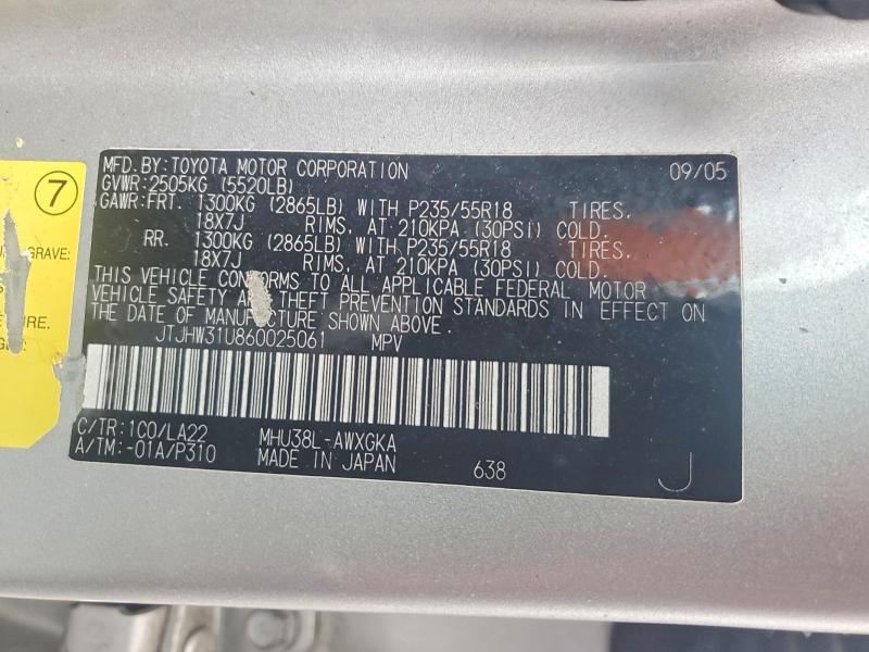 Aukcja sprzedaży 2006 Lexus Rx 400h, vin: JTJHW31U860025061, numer aukcji: 47061696
