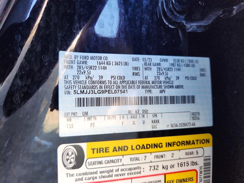 2023 Lincoln Navigator მანქანა იყიდება აუქციონზე, vin: 5LMJJ3LG9PEL07541, აუქციონის ნომერი: 41989636