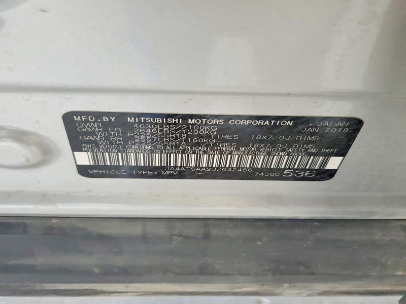Продаж на аукціоні авто 2018 Mitsubishi Eclipse Cross, vin: JA4AT5AA2JZ042466, номер лоту: 47696546