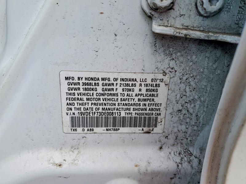 74778505 :رقم المزاد ، 19VDE1F73DE008113 vin ، 2013 Acura Ilx مزاد بيع