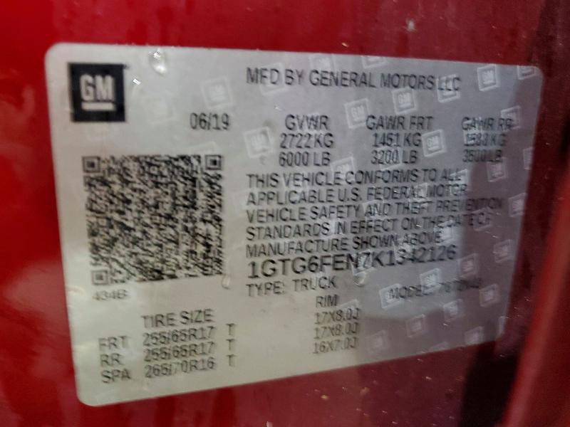 Aukcja sprzedaży 2019 Gmc Canyon, vin: 1GTG6FEN7K1342126, numer aukcji: 47424616