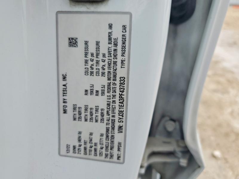 Aukcja sprzedaży 2023 Tesla Model 3, vin: 5YJ3E1EA3PF437833, numer aukcji: 41832626