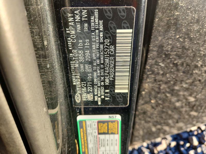 2021 Hyundai Elantra მანქანა იყიდება აუქციონზე, vin: KMHLP4AG5MU152720, აუქციონის ნომერი: 45452306
