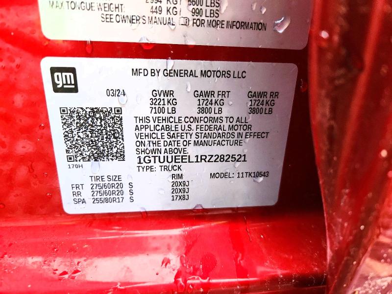 79739395 :رقم المزاد ، 1GTUUEEL1RZ282521 vin ، 2024 Gmc Sierra مزاد بيع