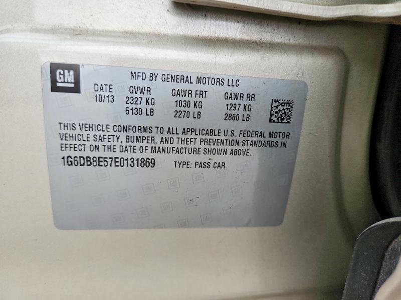 47644986 :رقم المزاد ، 1G6DB8E57E0131869 vin ، 2014 Cadillac Cts مزاد بيع