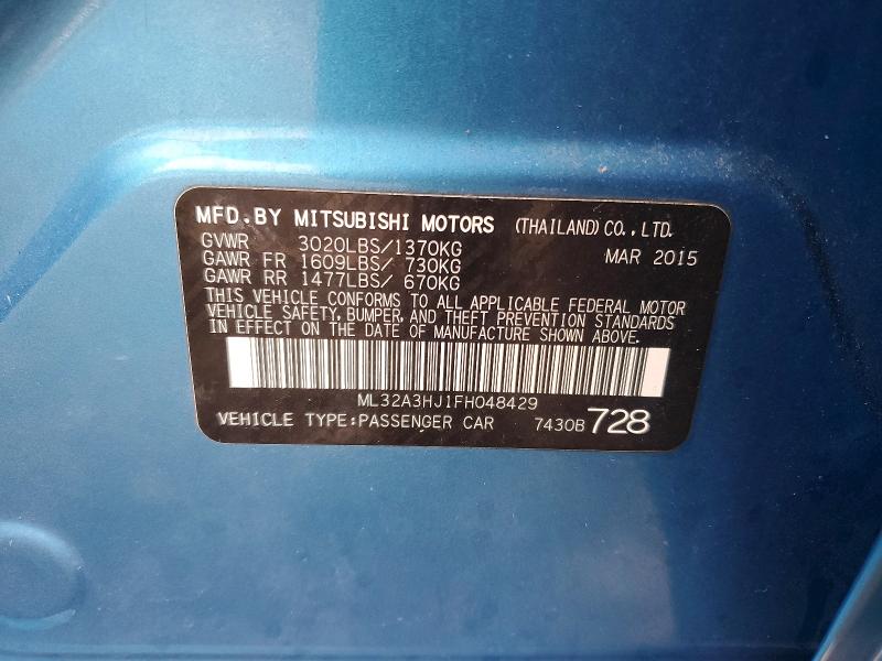 Продаж на аукціоні авто 2015 Mitsubishi Mirage, vin: ML32A3HJ1FH048429, номер лоту: 79582605