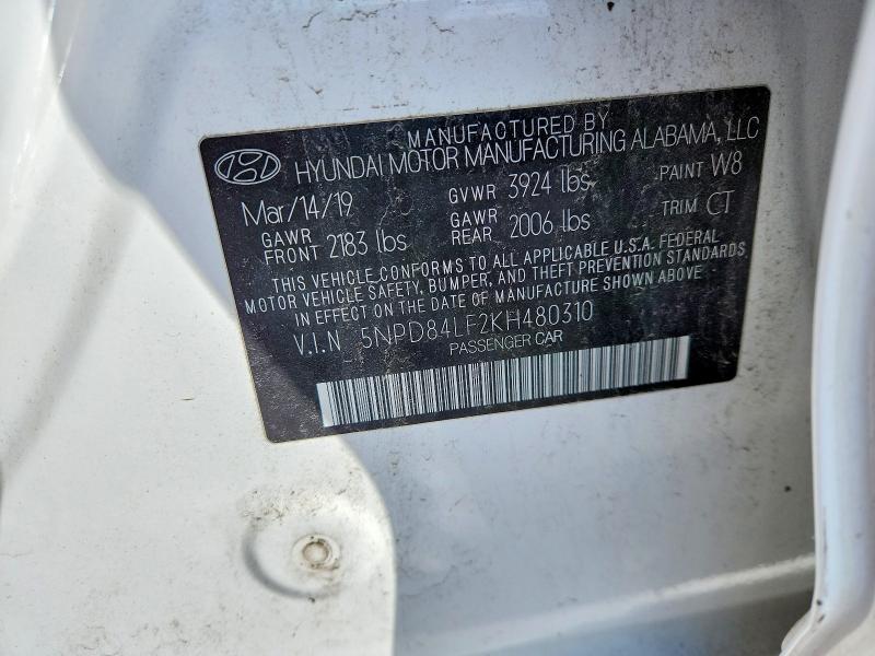 Auction sale of the 2019 Hyundai Elantra, vin: 5NPD84LF2KH480310, lot number: 46239706