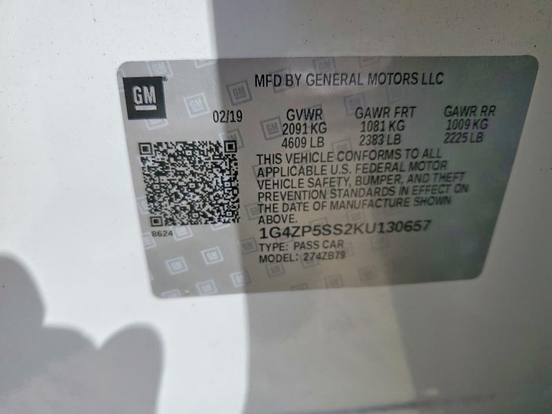 47336986 :رقم المزاد ، 1G4ZP5SS2KU130657 vin ، 2019 Buick Lacrosse مزاد بيع
