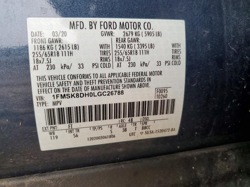 Aukcja sprzedaży 2020 Ford Explorer, vin: 1FMSK8DH0LGC26788, numer aukcji: 46812816