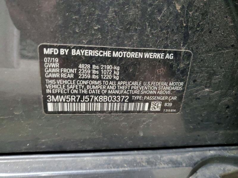 Продажа на аукционе авто 2019 Bmw 330xi, vin: 3MW5R7J57K8B03372, номер лота: 46886206
