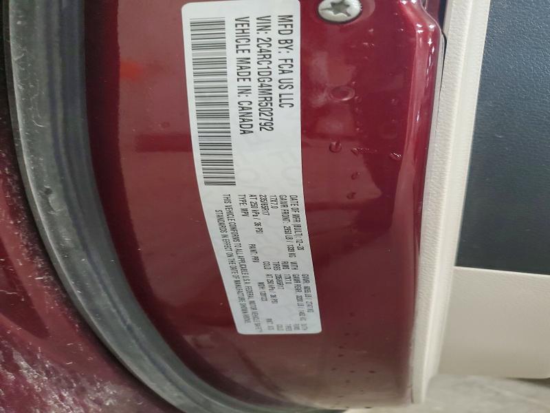 47814176 :رقم المزاد ، 2C4RC1DG4MR502792 vin ، 2021 Chrysler Voyager مزاد بيع