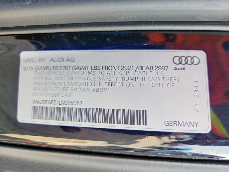 47132586 :رقم المزاد ، WAUDFAF21LN028067 vin ، 2020 Audi S6 مزاد بيع