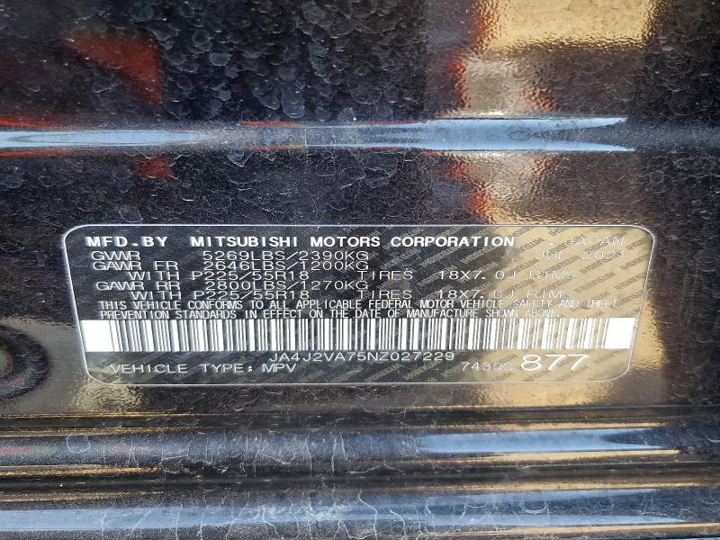 Продаж на аукціоні авто 2022 Mitsubishi Outlander, vin: JA4J2VA75NZ027229, номер лоту: 46933356