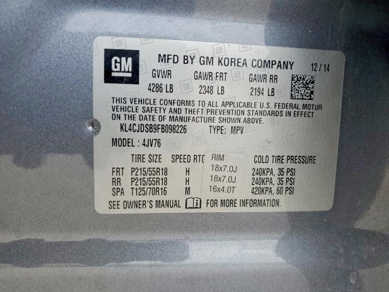 Продажа на аукционе авто 2015 Buick Encore, vin: KL4CJDSB9FB098226, номер лота: 79711345