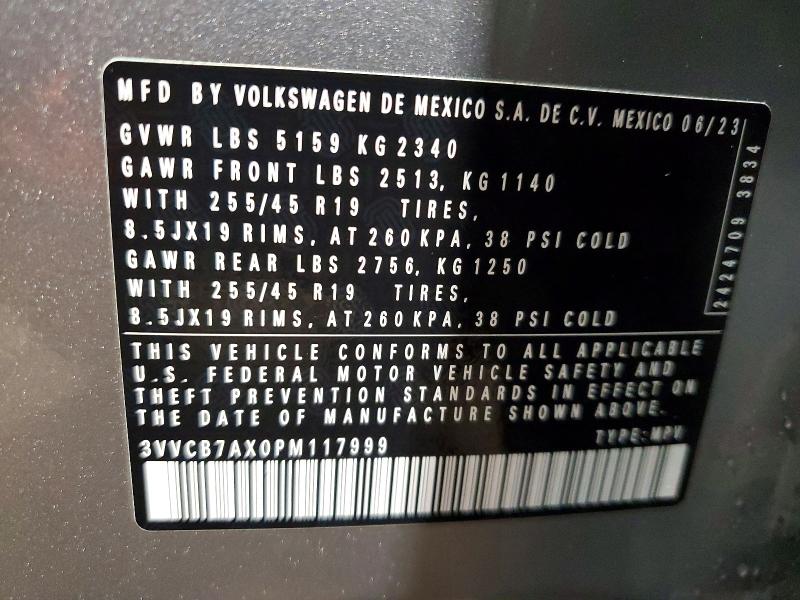 Продаж на аукціоні авто 2023 Volkswagen Tiguan, vin: 3VVCB7AX0PM117999, номер лоту: 45730386