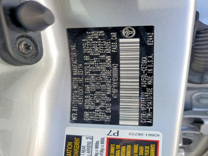 2014 Toyota Camry მანქანა იყიდება აუქციონზე, vin: 4T1BF1FK1EU800842, აუქციონის ნომერი: 46300576