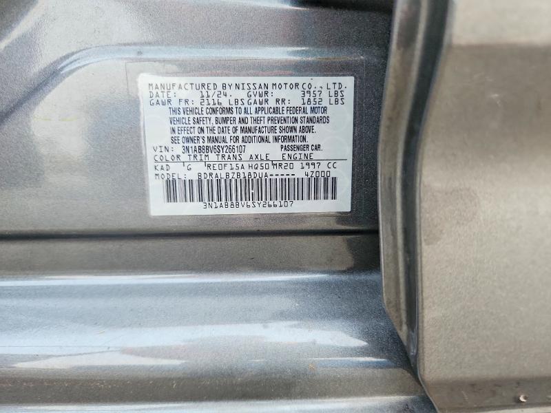 2025 Nissan Sentra მანქანა იყიდება აუქციონზე, vin: 3N1AB8BV6SY266107, აუქციონის ნომერი: 47549266